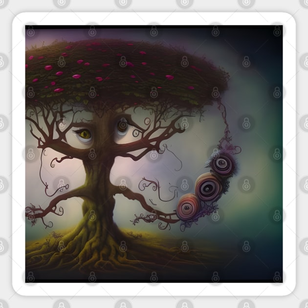I Spy With My Big Eye - Surreal Tree AI Art Sticker by Christine aka stine1